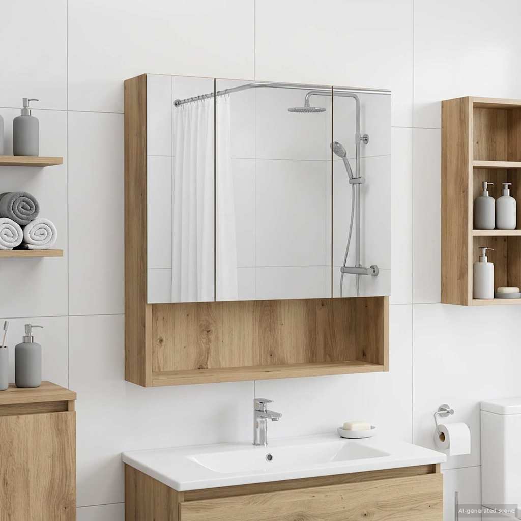 Vidaxl badkamer spiegelkast ambachtelijk eiken 60 x 14.5 x 70 cm