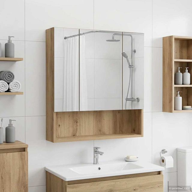 Vidaxl badkamer spiegelkast ambachtelijk eiken 60 x 14.5 x 70 cm