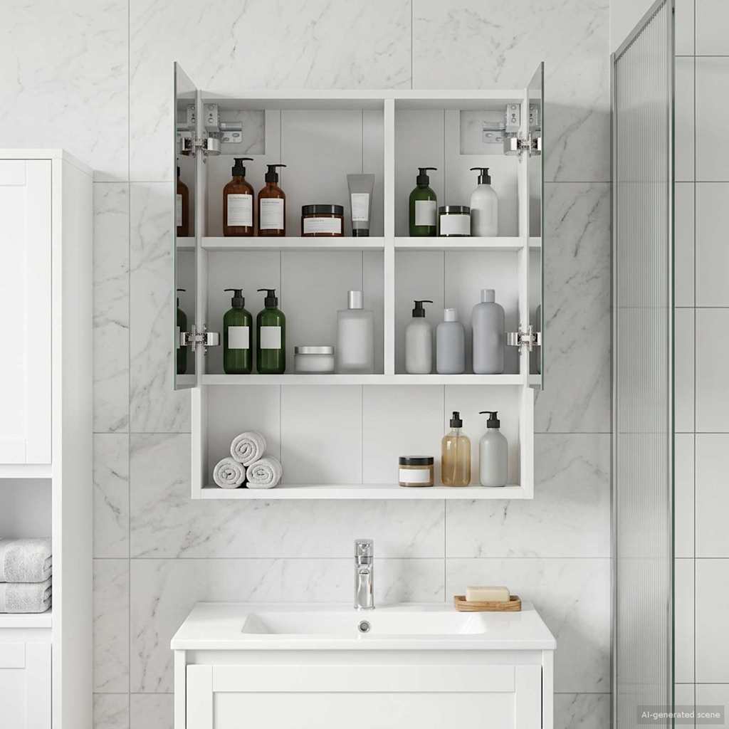 Vidaxl badkamer spiegelkast wit 50 x 14,5 x 70 cm bewerkt hout