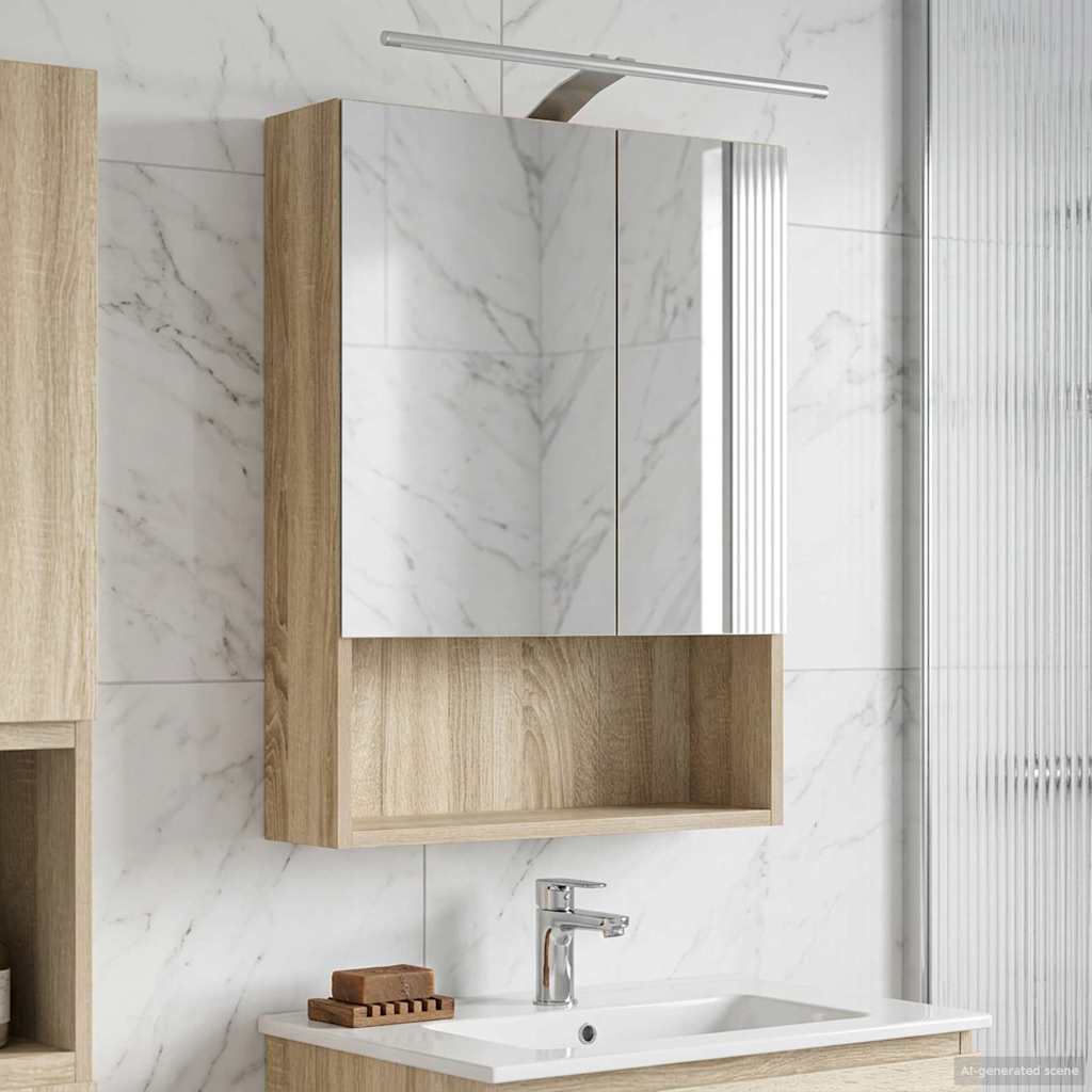 Vidaxl badkamer spiegelkast sonoma eiken 50 x 14,5 x 70 cm