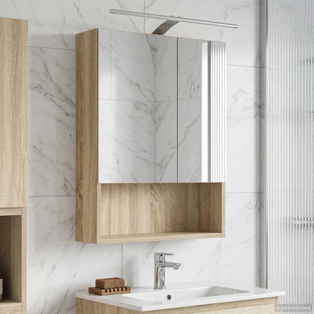 Vidaxl badkamer spiegelkast sonoma eiken 50 x 14,5 x 70 cm