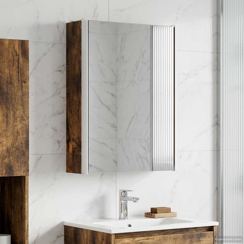 Vidaxl badkamer spiegelkast gerookt eiken 33 x 11,5 x 50 cm