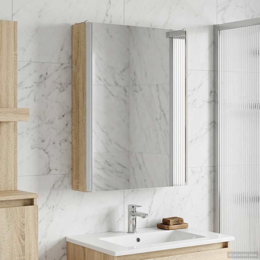 Vidaxl badkamer spiegelkast sonoma eiken 43 x 11,5 x 60,5 cm