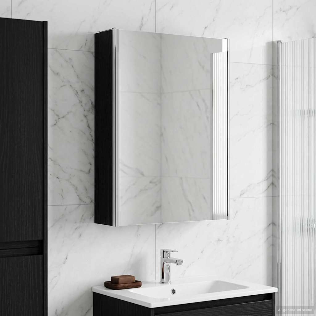 Vidaxl badkamer spiegelkast zwart eiken 53,5 x 15,5 x 70 cm