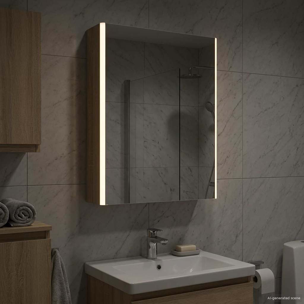 Vidaxl badkamer spiegelkast sonoma eiken 53,5 x 15,5 x 70 cm