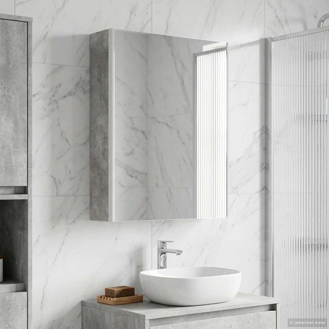 Vidaxl badkamer spiegelkast beton grijs 53 x 15,5 x 70 cm bewerkt hout