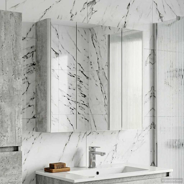 Vidaxl badkamer spiegelkast beton grijs 63,5 x 15,5 x 60,5 cm