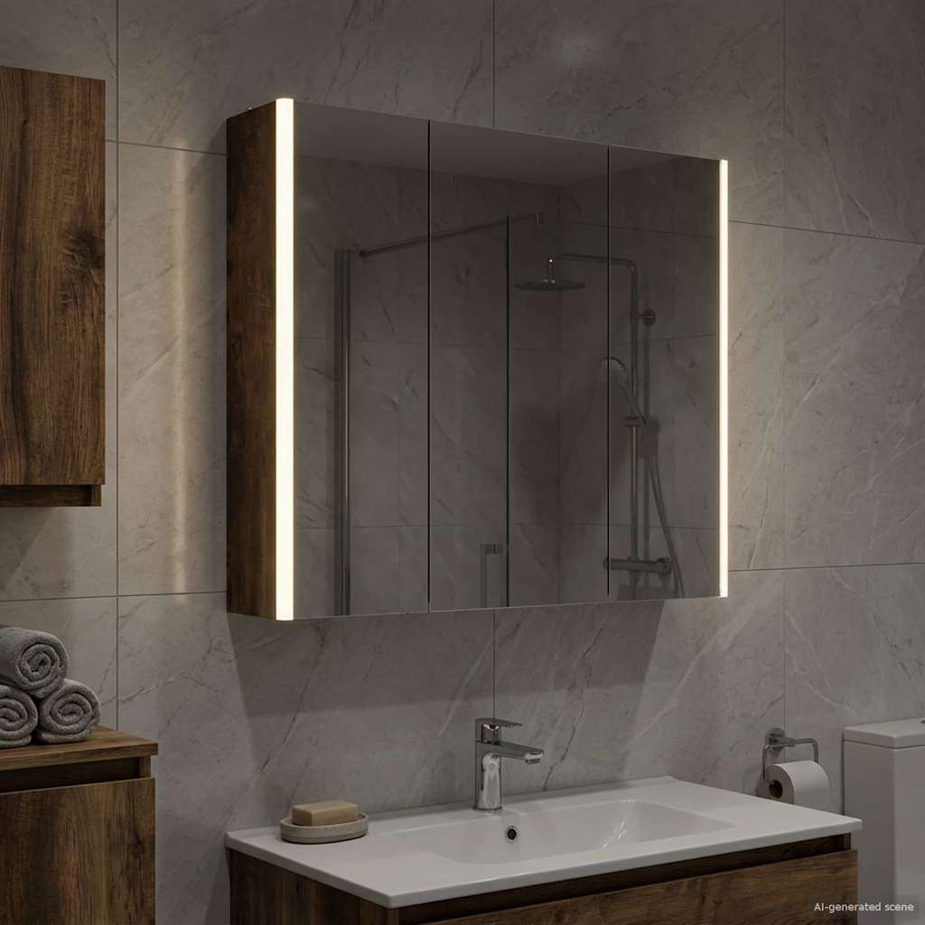 Vidaxl badkamer spiegelkast gerookt eiken 73,5 x 15,5 x 70 cm