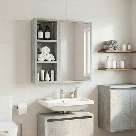 Vidaxl badkamer wandkast beton grijs 20 x 10 x 50 cm