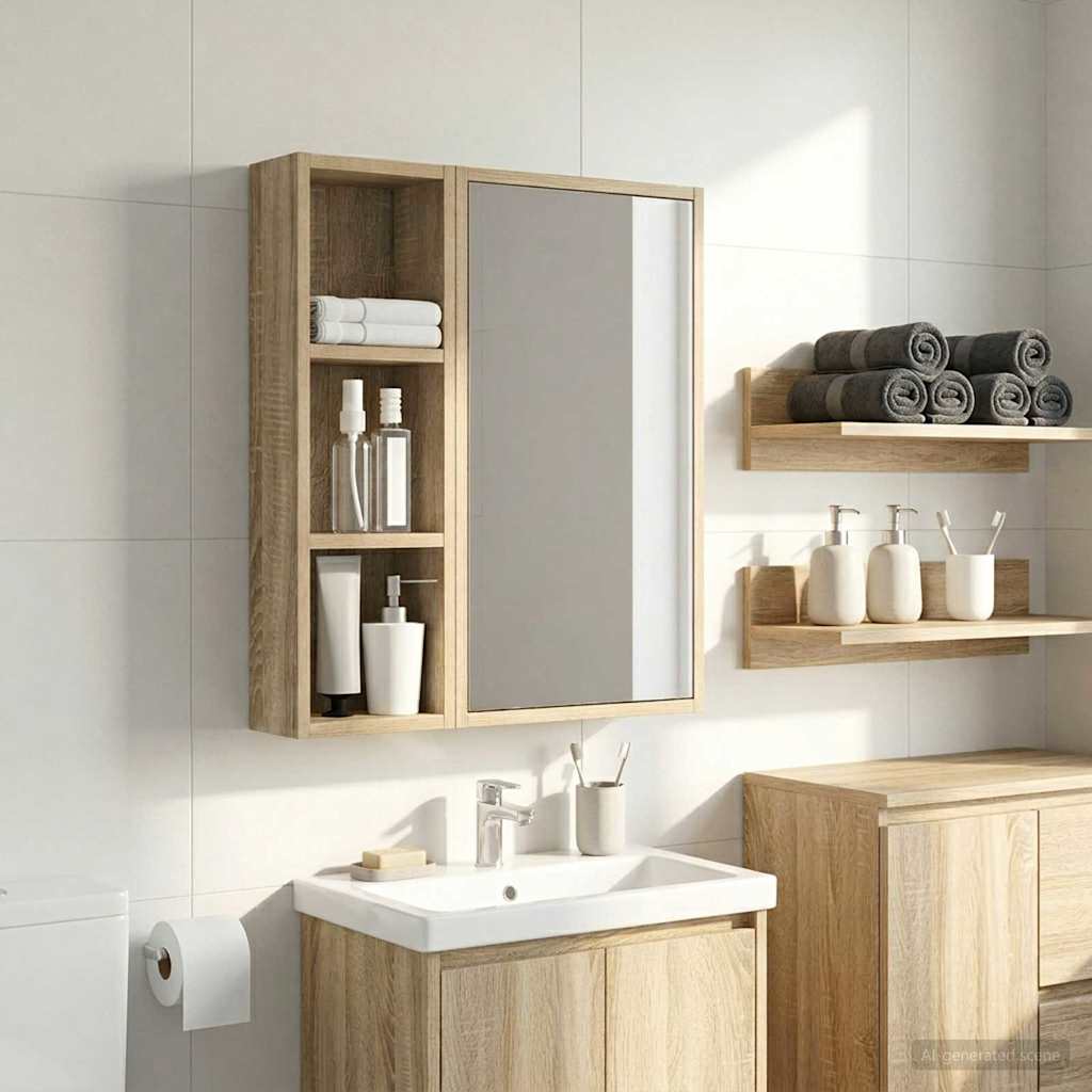 Vidaxl badkamer wandkast sonoma eiken 20 x 10 x 60,5 cm