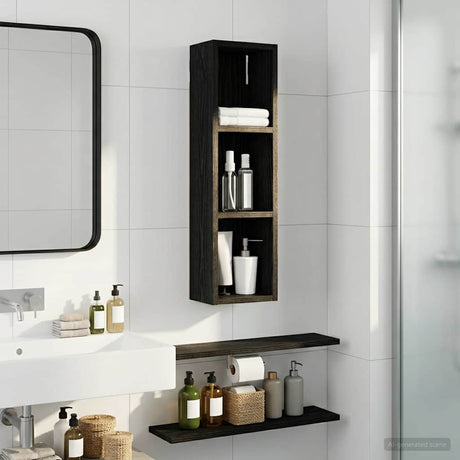 Vidaxl badkamer wandkast zwarte eik 20 x 14 x 70 cm geconstrueerd hout