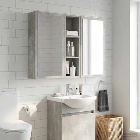 Vidaxl badkamer wandkast beton grijs 20 x 14 x 70 cm