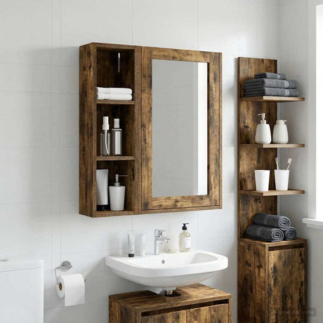 Vidaxl badkamer wandkast gerookte eik 20 x 14 x 70 cm