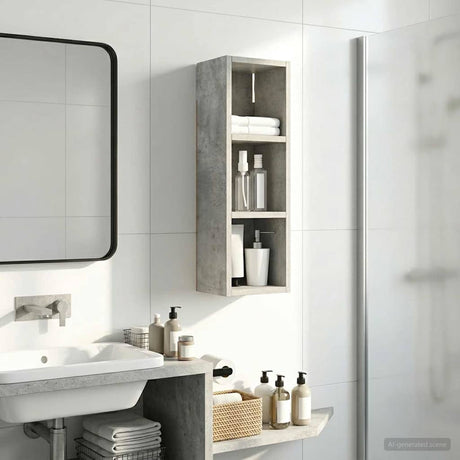 Vidaxl badkamer wandkast beton grijs 20 x 16 x 62,5 cm