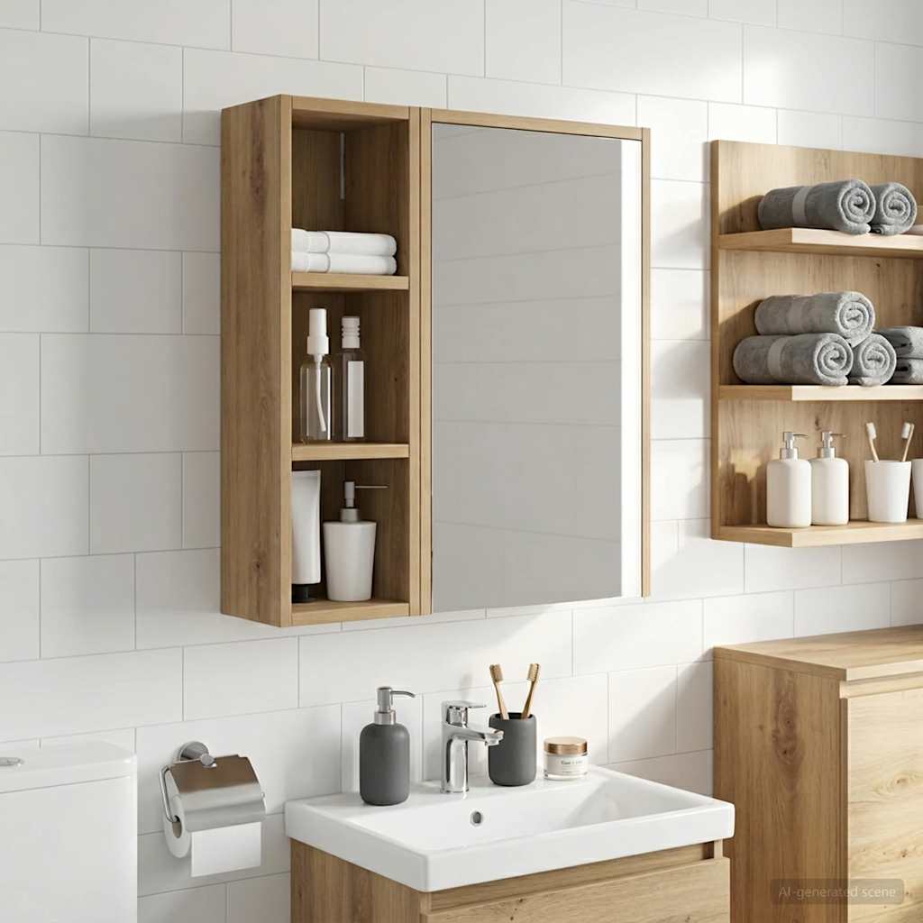 Vidaxl badkamer wandkast artisanaal eiken 20 x 16 x 62,5 cm