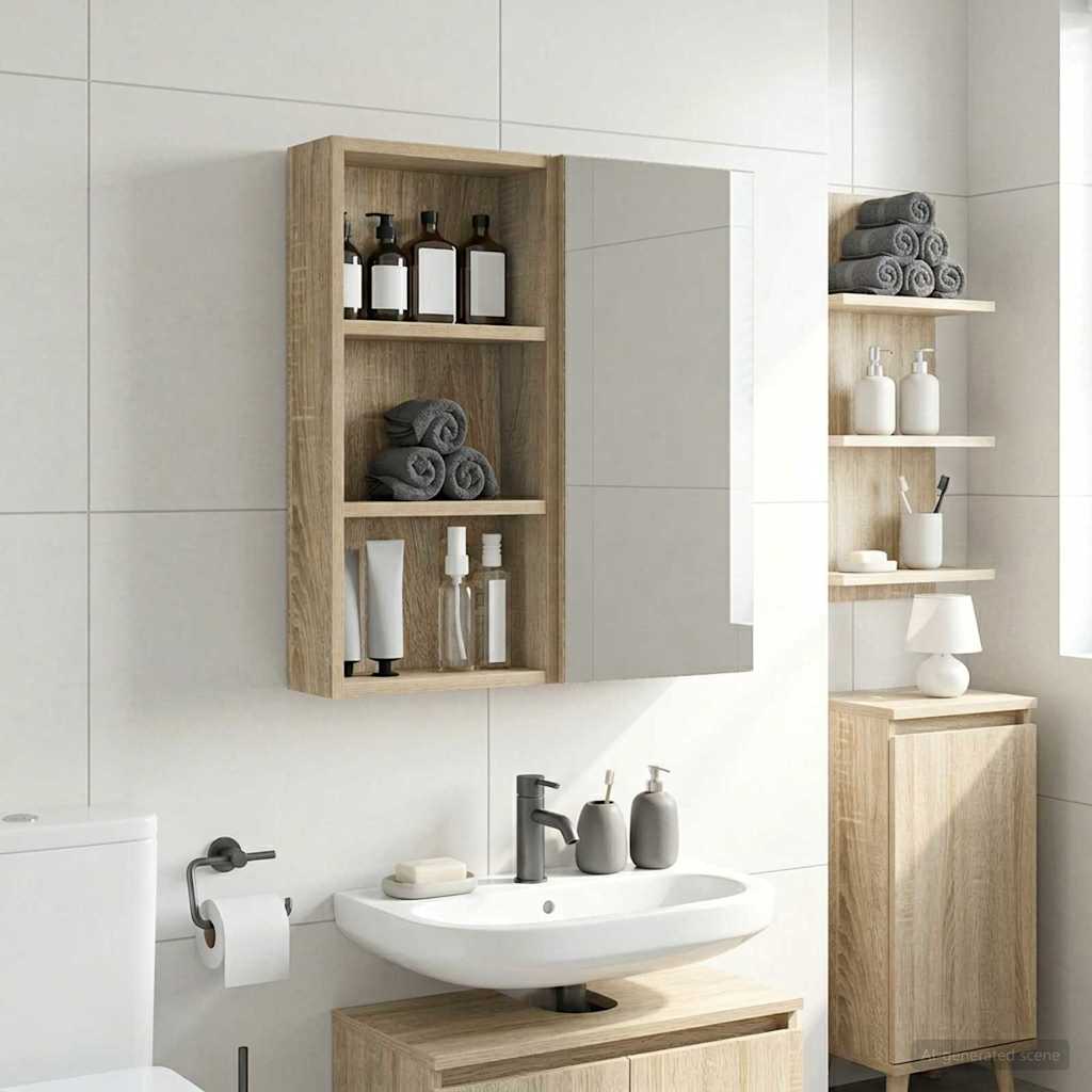 Vidaxl badkamer wandkast sonoma eiken 30 x 10 x 60,5 cm