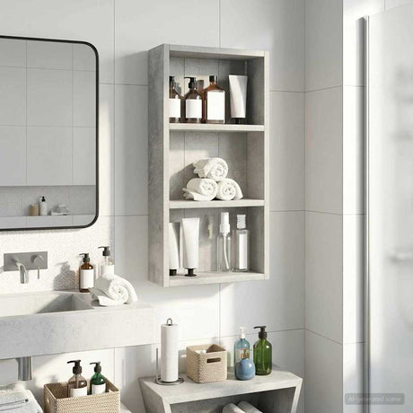 Vidaxl badkamer wandkast beton grijs 30 x 10 x 60,5 cm