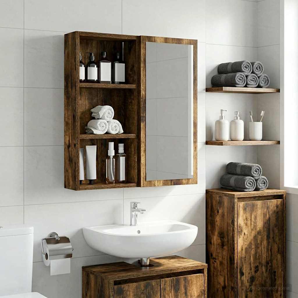 Vidaxl badkamer wandkast gerookte eik 30 x 10 x 60,5 cm