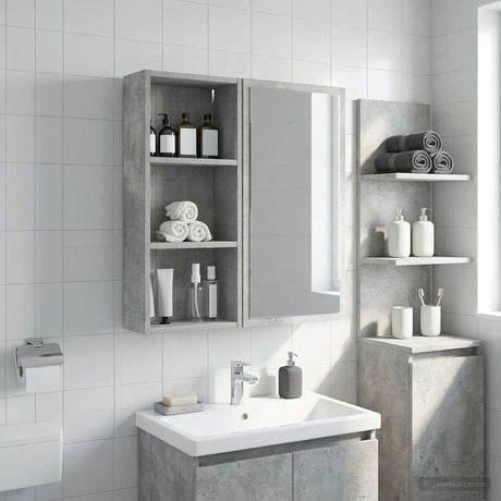 Vidaxl badkamer wandkast beton grijs 30 x 14 x 70 cm