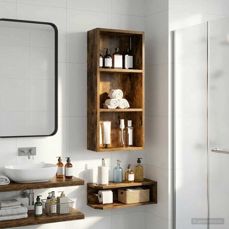 Vidaxl badkamer wandkast gerookte eik 30 x 14 x 70 cm