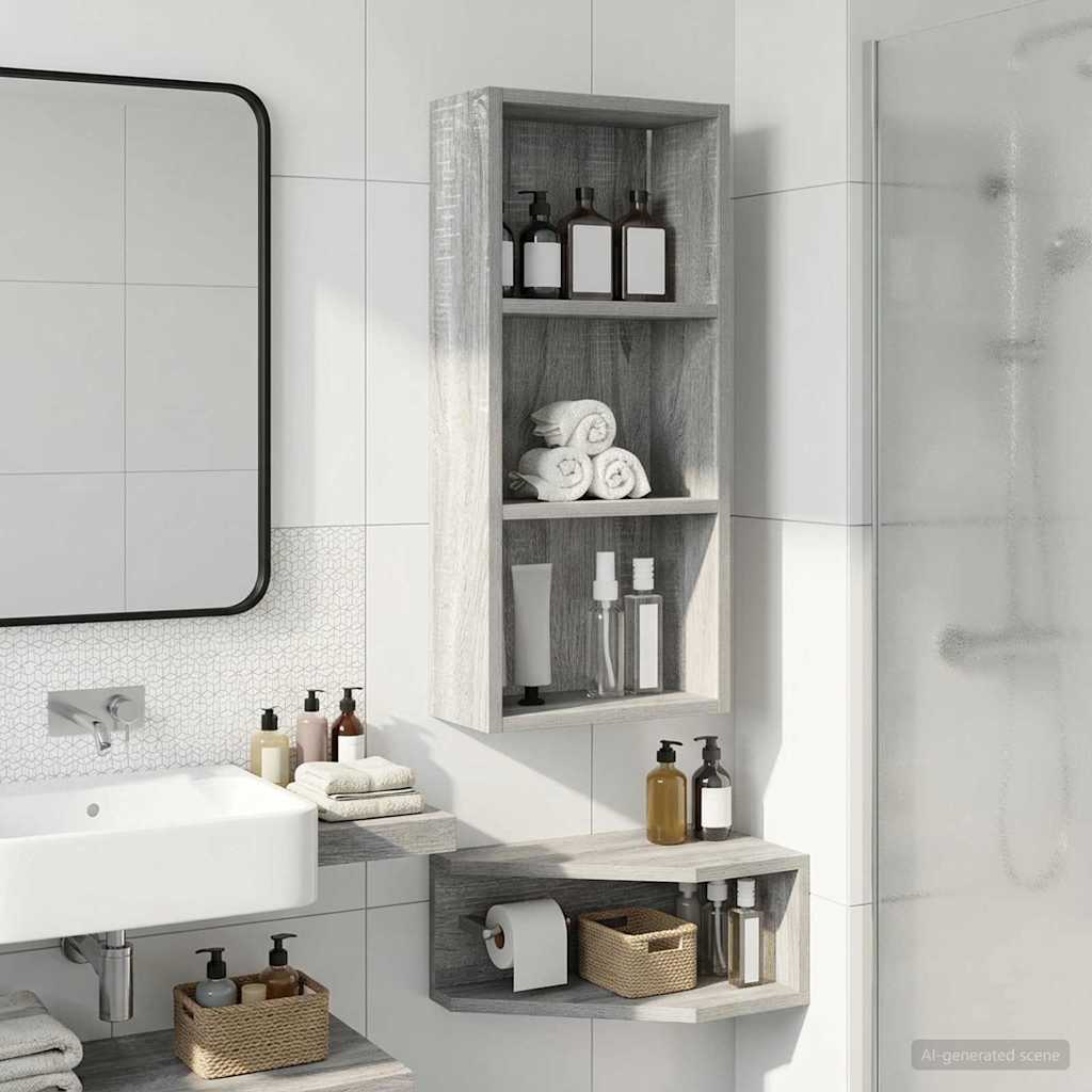 Vidaxl badkamer wandkast grijze sonoma 30 x 14 x 70 cm