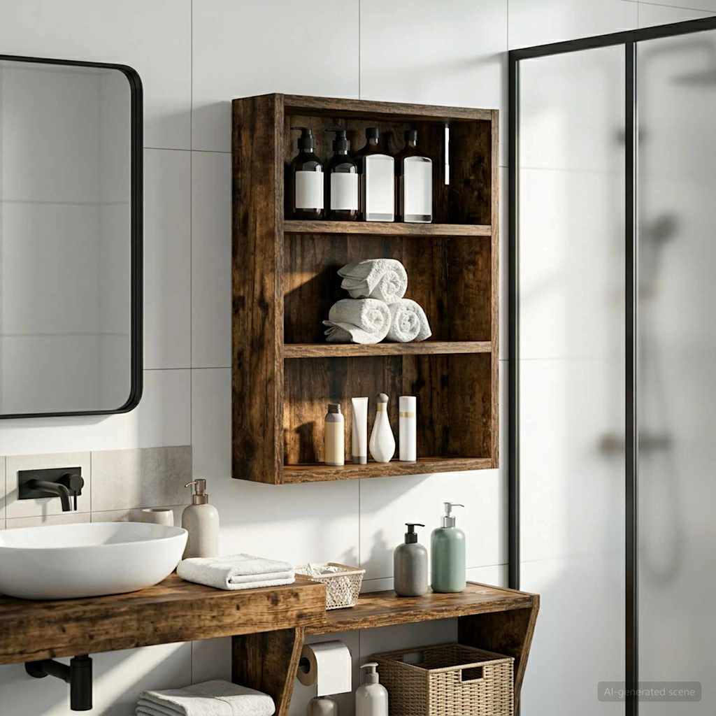 Vidaxl badkamer wandkast gerookte eik 40 x 10 x 50 cm