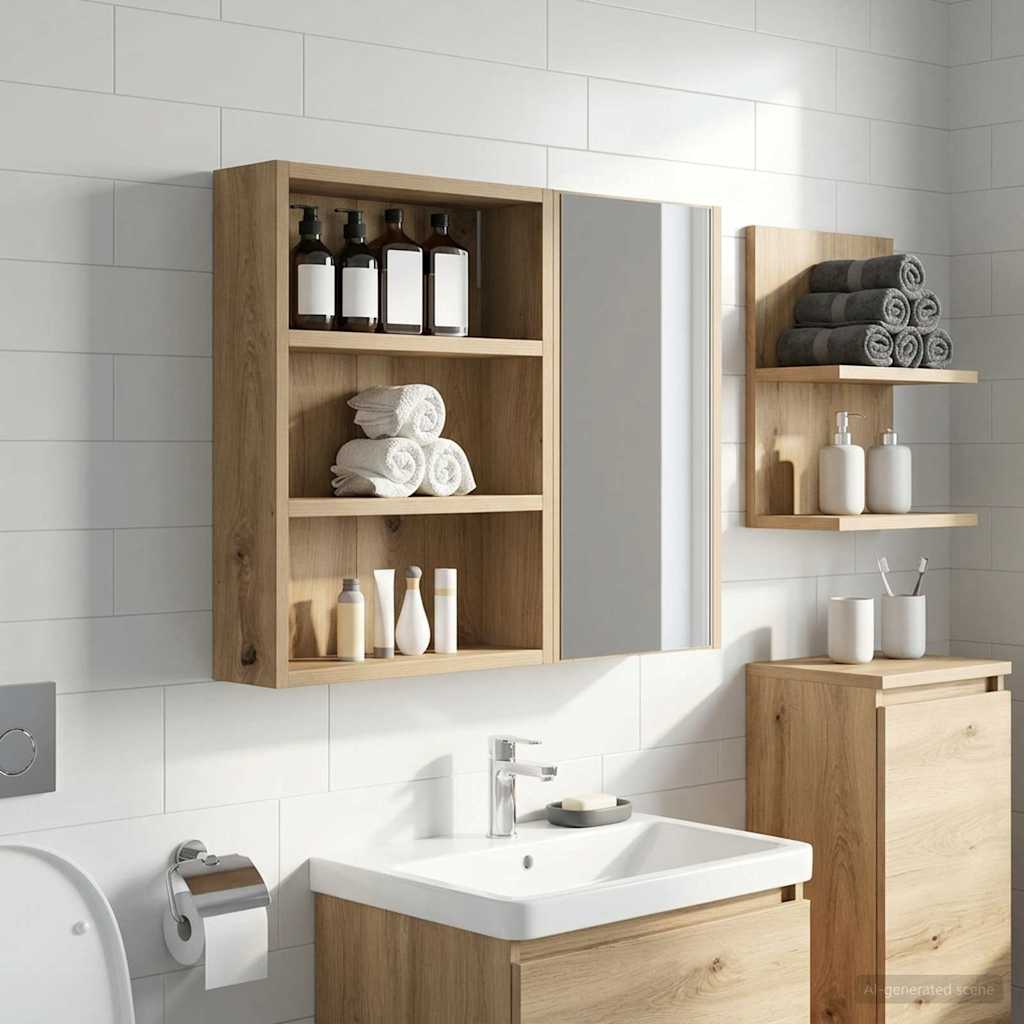 Vidaxl badkamer wandkast artisanaal eiken 40 x 10 x 50 cm