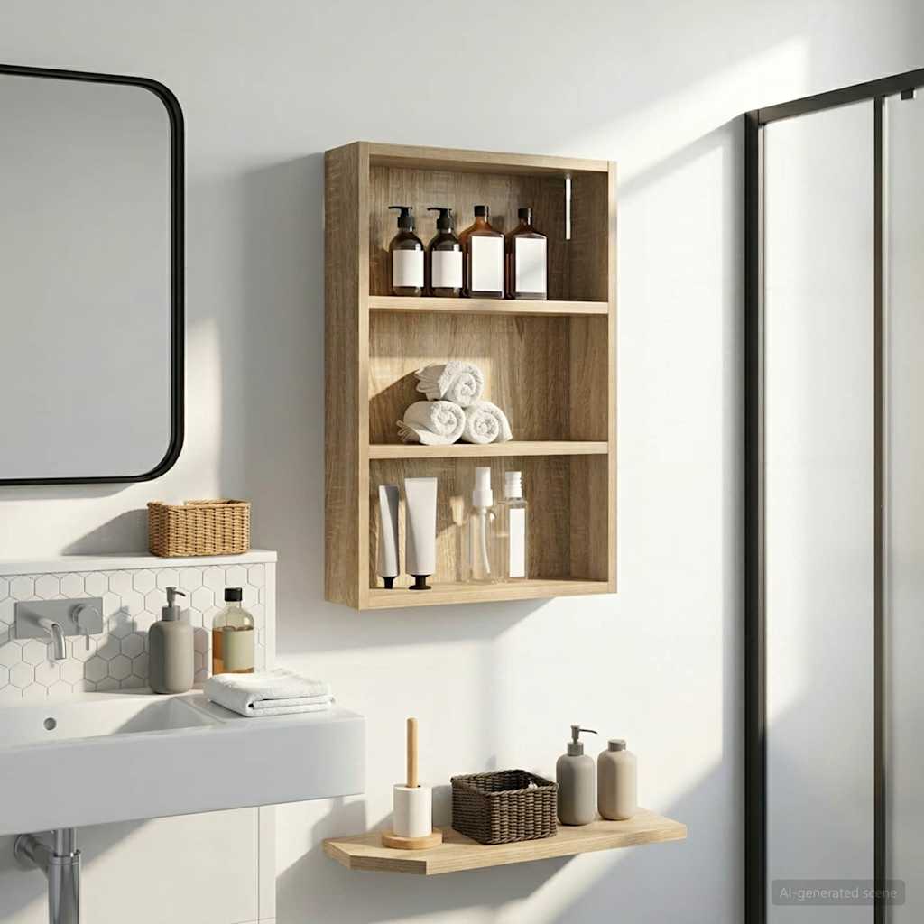 Vidaxl badkamer wandkast sonoma eiken 40 x 10 x 60,5 cm