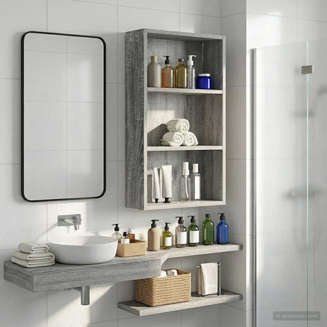 Vidaxl badkamer wandkast grijze sonoma 40 x 14 x 70 cm