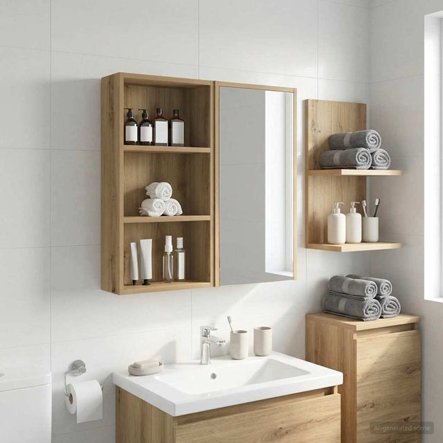 Vidaxl badkamer wandkast artisanaal eiken 40 x 14 x 70 cm