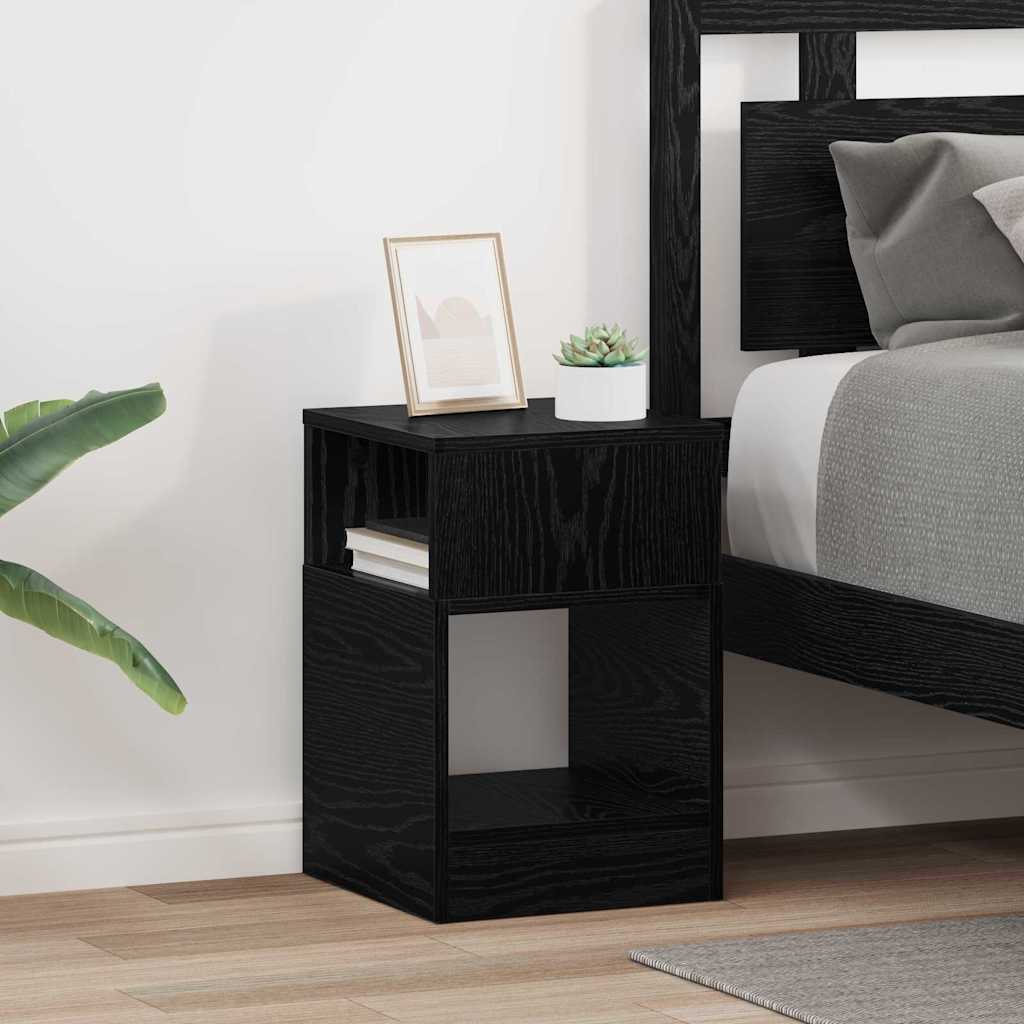 Vidaxl bijzettafel 2 st zwart eiken 30,5 x 30 x 45 cm bewerkt hout