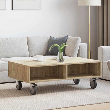 Vidaxl bijzettafel met wielen sonoma eiken 90 x 50 x 30 cm