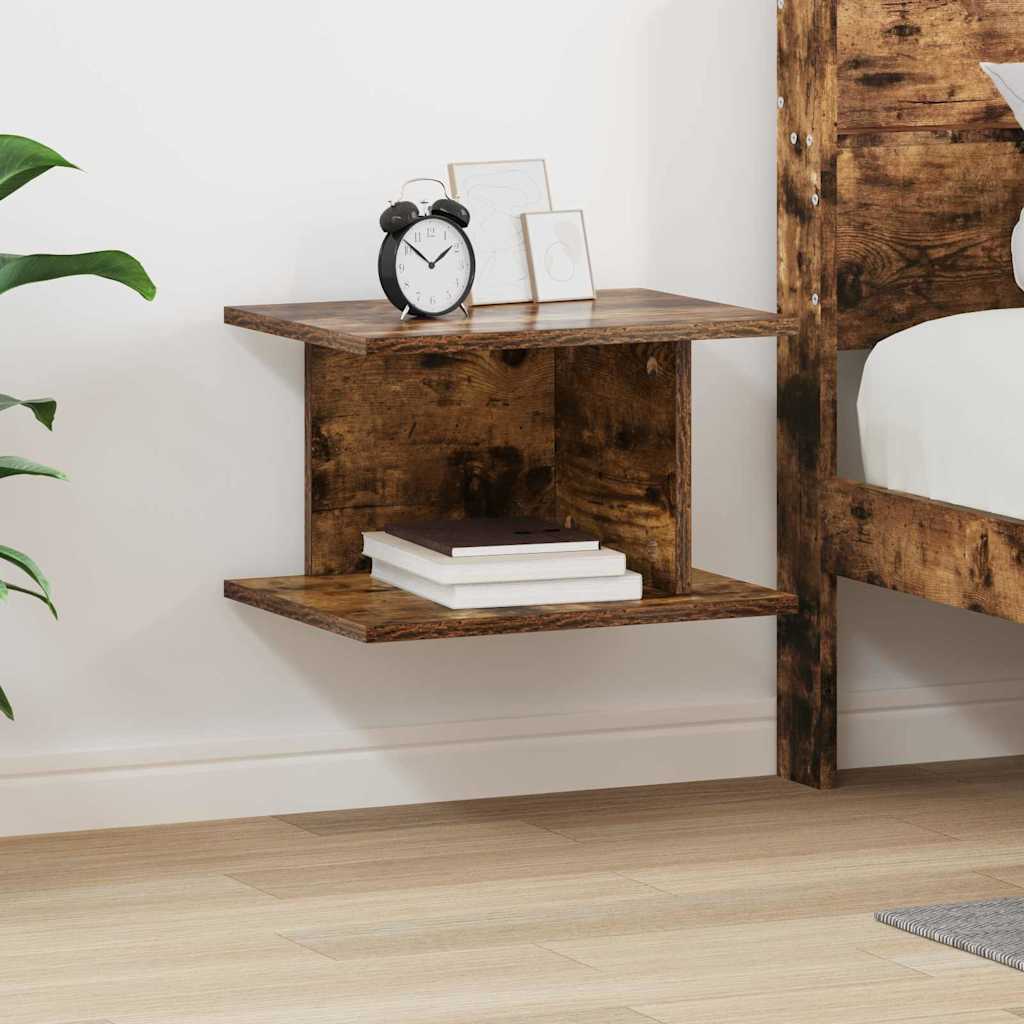 Vidaxl nachtkastje gerookt eiken 40 x 30 x 25 cm bewerkt hout