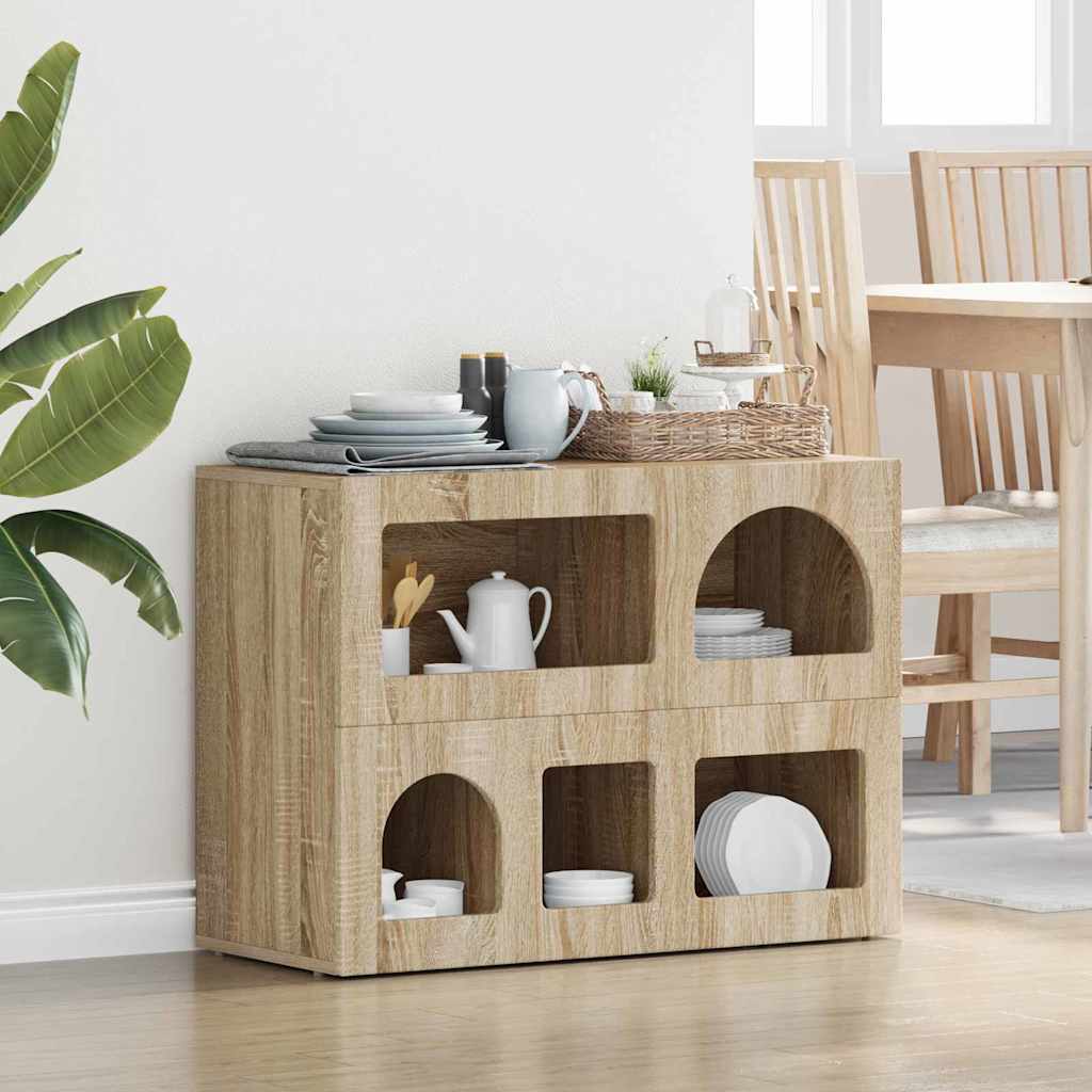 Vidaxl dressoir elst sonoma eiken 80,5 x 35 x 59 cm bewerkt hout