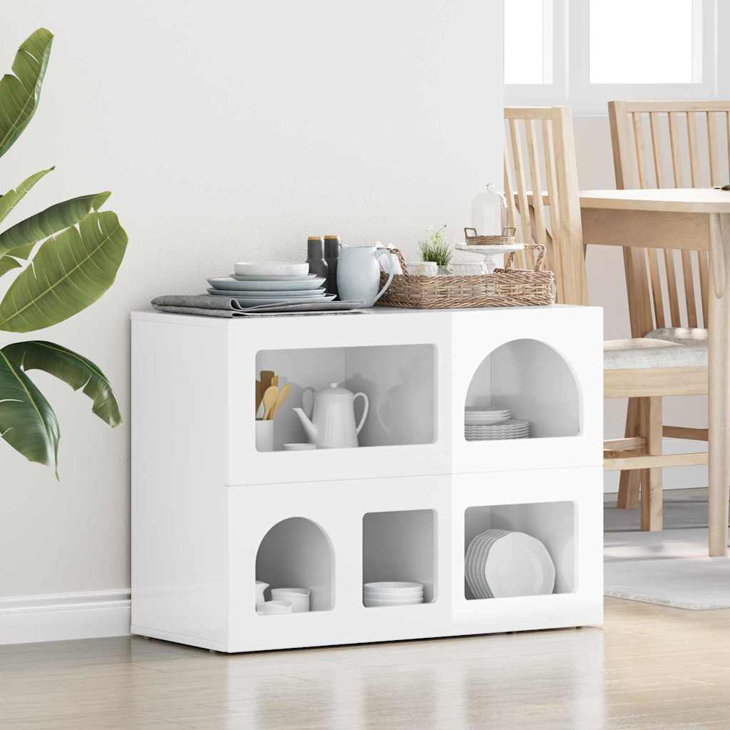 Vidaxl dressoir elst hoogglans wit 80,5 x 35 x 59 cm bewerkt hout