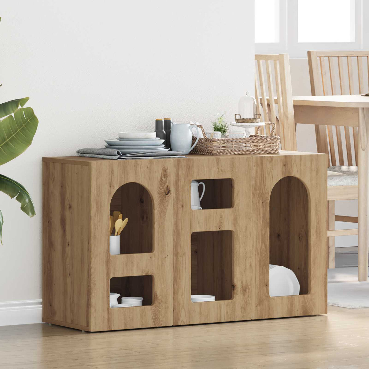 Vidaxl dressoir elst artisan eiken 100 x 35 x 59 cm bewerkt hout