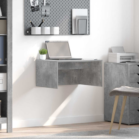 Vidaxl wandbureau beton grijs bewerkt hout 60 x 45 x 30 cm