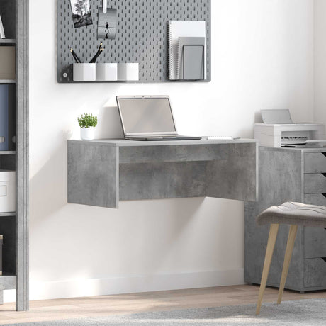 Vidaxl wandbureau beton grijs bewerkt hout 80 x 45 x 30 cm