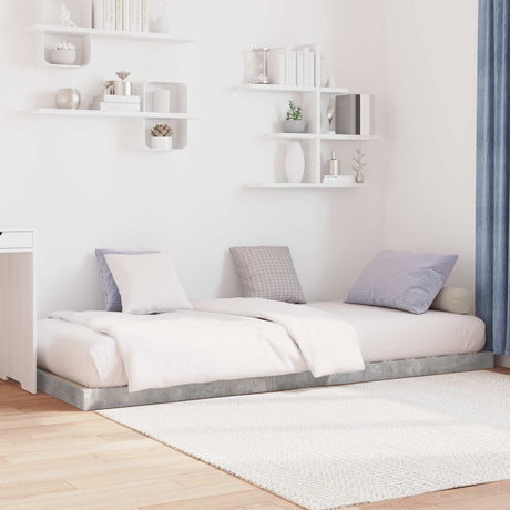 Vidaxl vloer bedframe beton grijs 80 x 200 cm bewerkt hout