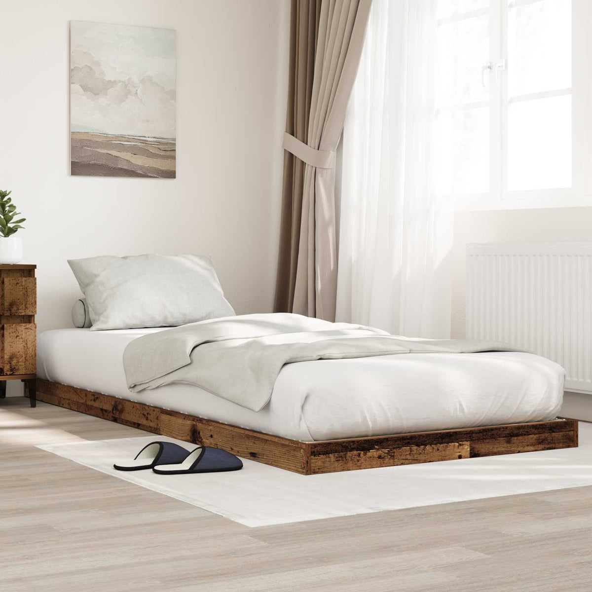Vidaxl vloer bedframe oudhout 80 x 200 cm bewerkt hout