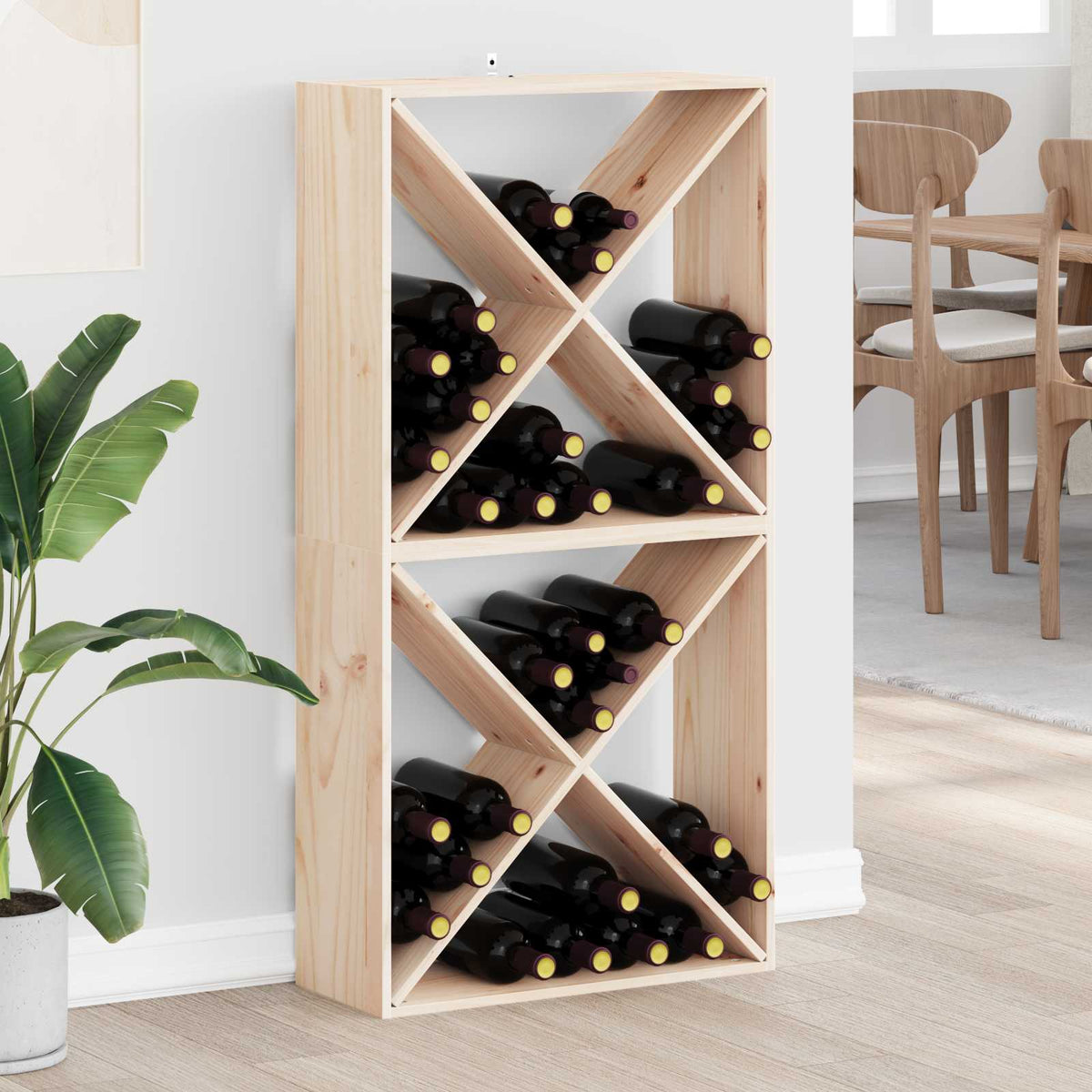 Vidaxl wijnrek 2 st naturel 62 x 25 x 62 cm massief grenenhout