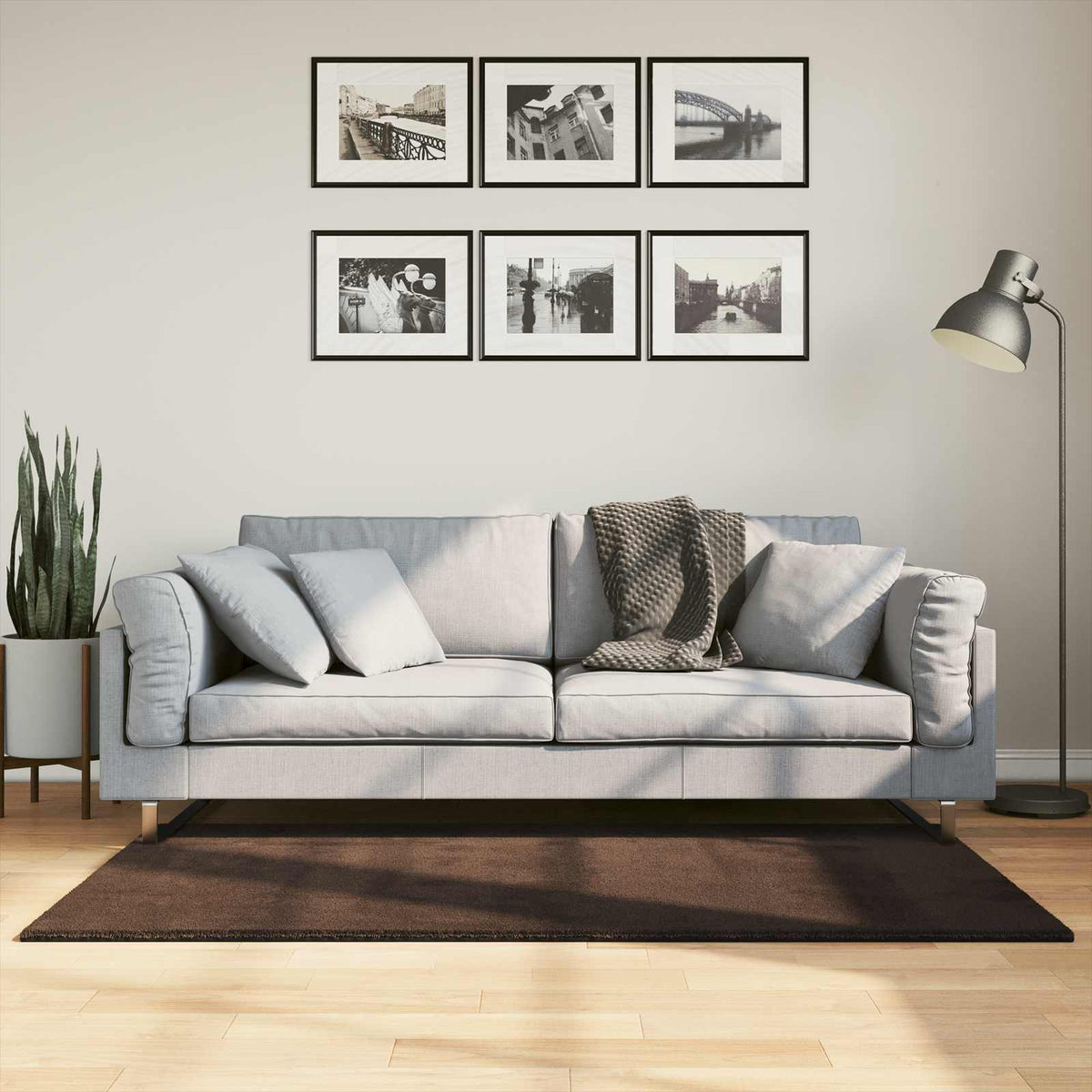 Vidaxl vloerkleed huarte bruin 80 x 150 cm 100% polyester plat