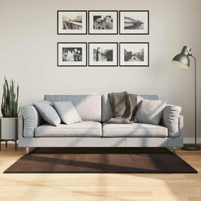 Vidaxl vloerkleed huarte bruin 80 x 150 cm 100% polyester plat