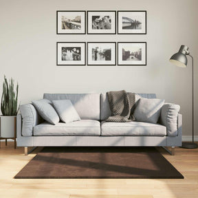 Vidaxl medium pile zachte en wasbare tapijt huarte bruin 120 x 120 cm