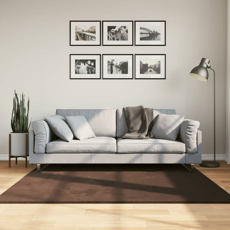 Vidaxl medium pile zachte en wasbare tapijt huarte bruin 160 x 160 cm