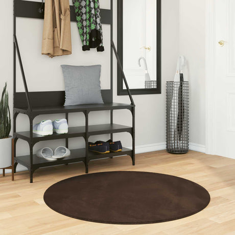 Vidaxl medium pile zachte en wasbare tapijt huarte bruin ø 100 cm