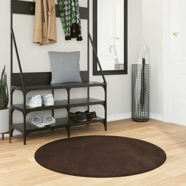 Vidaxl medium pile zachte en wasbare tapijt huarte bruin ø 100 cm