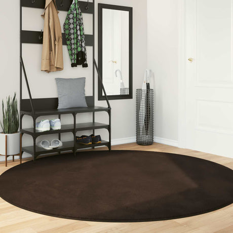 Vidaxl medium pile zachte en wasbare tapijt huarte bruin ø 200 cm