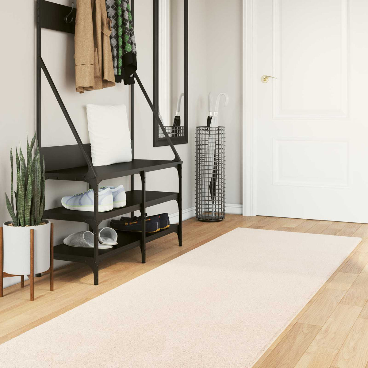 Vidaxl medium pile zachte en wasbare tapijt huarte beige 80 x 1000 cm