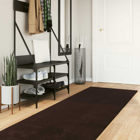 Vidaxl medium pile zachte en wasbare tapijt huarte bruin 300 x 80 cm
